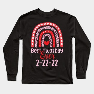 happy twosday 2 22 22 heart Happy Twosday 2022, February 2nd 2022 - 2-22-22 Long Sleeve T-Shirt